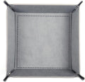 Valet Tray Desktop Storage Organizer - Vegan Leather Catchall Tray Bedside Vanity Tray Nightstand Caddy Holder for Remote Controller, Watch, Keys, Phone, Wallet, Coin, Jewelry - Gray