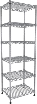 GIOTORENT 6-Tier Storage Shelves Standing Shelving Metal Units, Adjustable Height Wire Shelf Display Rack for Pantry Laundry Bathroom Kitchen 16.6” x 11.8” x 63”, Silver