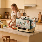 Air Fryer Toaster Oven Dust Cover Washable Fabric Countertop Microwave Smart Oven Cover for Kitchen Countertop Decor, L, 18.5 x 22.5 x 13 inches, Hummingbird Floral Pattern