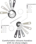 CuttleLab Measuring Cups and Measuring Spoons Set of 14 - Stainless Steel Measuring Cups and Spoons Set, Includes 1/8 Teaspoon Measuring Spoon, 1/8 Cup Measuring Cup, Leveler Dry (14, Charcoal)