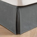MIYE Pleated Waffle Weave Bed Skirt, Tailored Dust Ruffle 12 Inch Drop Easy Fit, Machine Washable (Dark Grey, Twin - 12" Drop)
