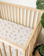 Muslin Bedside Bassinet Sheets 2 Pack, 33x20 Fitted Ultra Soft & Breathable Bedside Sleeper Sheets, Ideal for Baby Girl and Boy, Perfect for Newborns (Petal Leaf & Pink)