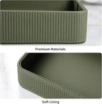 PU Leather Valet Tray Organizer, Modern Nightstand Organizer Bedside Desktop Storage for Womens and Men, Decorative Perfume Trinket Catchall Vanity Tray for Key Watch Wallet (Green)