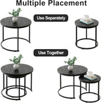 aboxoo Round Nesting Coffee Table Side Set of 2 End Tables