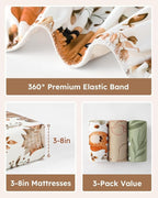 Baby Crib Sheets for Boys Girls, 28x52x8in Fitted Crib Sheet Neutral 3 Pack for Standard Crib and Toddler Mattress, Breathable Soft Microfiber Baby Sheet Green & Brown Fox