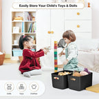 Ohmlove 4 Packs Storage Bins with Bamboo Lids - Plastic Storage Containers with Lids Stackable Storage Box: Storages Baskets for Organizing Desktop Closet Playroom Classroom Office, Black