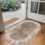 Country Earth Tone Brown Minimalist Distressed Home Office Rugs 5x8 for Living Room Bedroom Diningrooom Machine Washable Soft Thick Area Rug Nursery Dorm Kitchen Oval Geometric Bordered Large Carpet