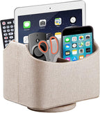 PU Leather Remote Control Holder,360 Degree Spinning Desk TV Remote Caddy,Desk Organizers and Accessories,for Controller,Media,Mail,Calculator,Mobile Phone,Pen Storage Holder(Beige)