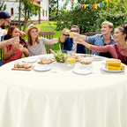 16 Pack Beige Plastic Tablecloths for Round Tables, Premium Decorative Ivory Disposable Table Covers for Parties, Round Cream Party Table Cover for Birthday Wedding Baby Shower Graduation, 84 Inch
