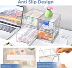 Plastic Drawers Storage, 6 Pack Clear Stackable Storage Drawers, Acrylic Storage Bins with Drawers for Fridge Organizers, Small PlasticDrawers Stackable for Makeup Organizers Cosmetic Display