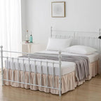 Bed Skirt King Size Ruffled Bed Skirts with Split Corners,12 Inch Drop Dust Ruffle Bed Skirt with Platform, Cream, 12" King