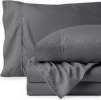 Bare Home California King Sheet Set - 1800 Ultra-Soft Microfiber Cal King Bed Sheets - Double Brushed - Deep Pockets - Easy Fit - 4 Piece Set - Bed Sheets (California King, Grey)
