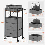 Modanais Baby Diaper Caddy Organizer Cart with Drawers - 3In1 Rolling Storage Cart with Wheels, Removable Diaper Caddy, Detachable Dividers - for Crib, Bedroom, Art & Craft Organizer (Black)