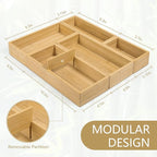 5 Pack Bamboo Drawer Organizer Set, Multi-Use Junk Drawer Organizer for Bathroom, Kitchen, Office, Jewelry, Makeup