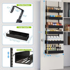 Over the Door Pantry Organizer, 6-Tier Metal Pantry Door Organization and Storage, Hanging Kitchen Basket Spice Rack Seasoning Shelves, Cabinet Door Organizer for Easy Install Black