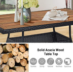 Tangkula 5 Piece Wicker Patio Dining Set, Outdoor Rattan Table & Chairs Set