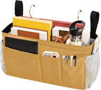 Mustard Yellow Bedside Caddy Storage Bag Bedside Organizer for Bunk Bed Headboards College Hanging Bag Bedside Shelf 6 Pockets with Hooks for Magazine Water Bottle Holder