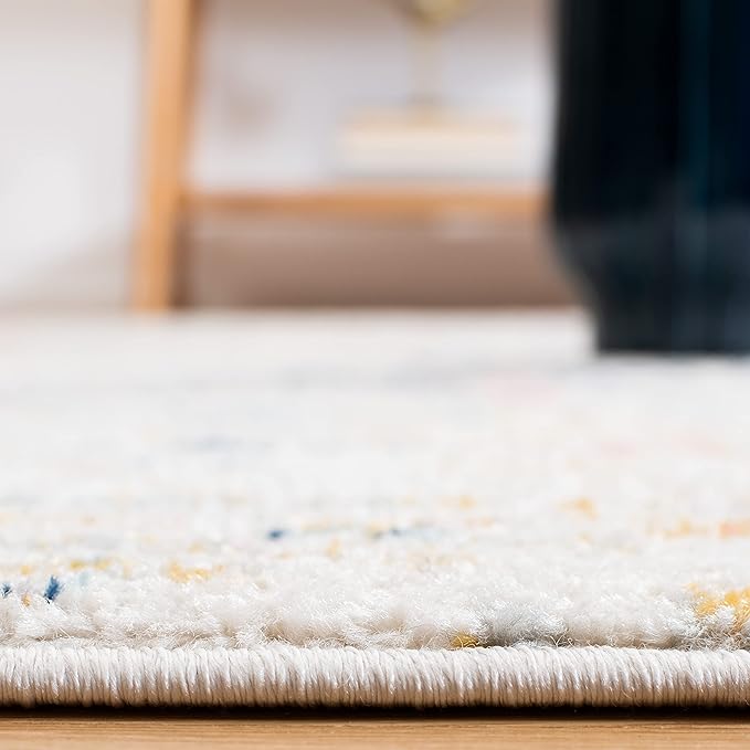 SAFAVIEH Area Rug 8x10 - Tulum Collection - Large - Ivory & Blue, Moroccan Boho Tribal Design, Non-Shedding & Easy to Clean, Ideal for Living Room, Bedroom, Dining Space (TUL272C)