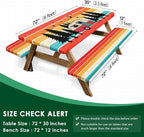 Picnic Table Cover with Bench Covers Elastic Edges, Rainbow Camper Fitted Table Cover, Outdoor Camping Essentials 72 Inch 3PCS, Waterproof Camping Fitted Tablecloth with Drawstring Bag