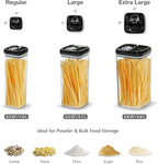 Felli Flip Tite Acrylic Food Storage Container with Lid 6” XL Air Tight Ring Seal Flip Lock, Plastic Kitchen Baking Canister for 5 lb Flour Sugar Rice Protein Powder Pantry Organizer (Nest-L Black)