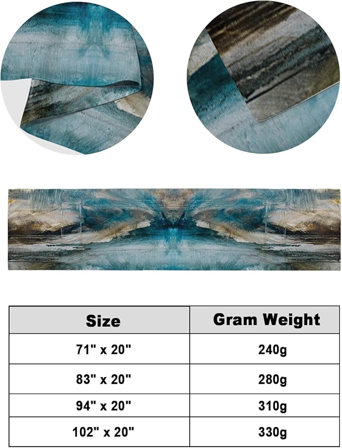 Abstract Mottled Turquoise Green Gray Art Bed Runners for Bedroom Hotel,Decorative Bedding Scarf Retro Painting Bed End Blanket Bedding Runner Scarves for King Size Bed,102x20in
