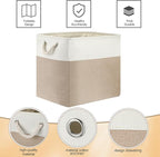 meekoo 8 Pack Collapsible Storage Bins Fabric Storage Bins Polyester Fabric Baskets with Handles Linen Closet Organizer for Shelf Home Closet Towels Toys(17 x 12 x 15 in,Beige)