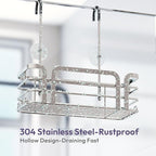 SWTYMIKI Shower Caddy Hanging Organizer - Over the Door Shower Caddy with 6 Hooks, 2 Installation Ways, Stainless Steel Rustproof Bathroom Organizer, Sand Nickel