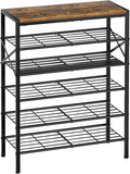 6-Tier Metal Shoe Rack Organizer Shoe Storage for Entryway 18-24 Pairs Narrow Shoe Rack for Closet Heavy-Duty Shoe Rack with Wooden Top Shelf for Garage Rustic Brown