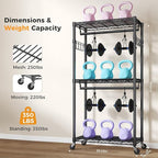 OLIXIS Clothes Rack Heavy Duty Adjustable Garment Clothing Rack with Wheels, Rolling Metal Freestanding Closet Organizer for Hanging Clothes with 2 Side Hooks, Double Rods, 35" x 15" x 75", Black
