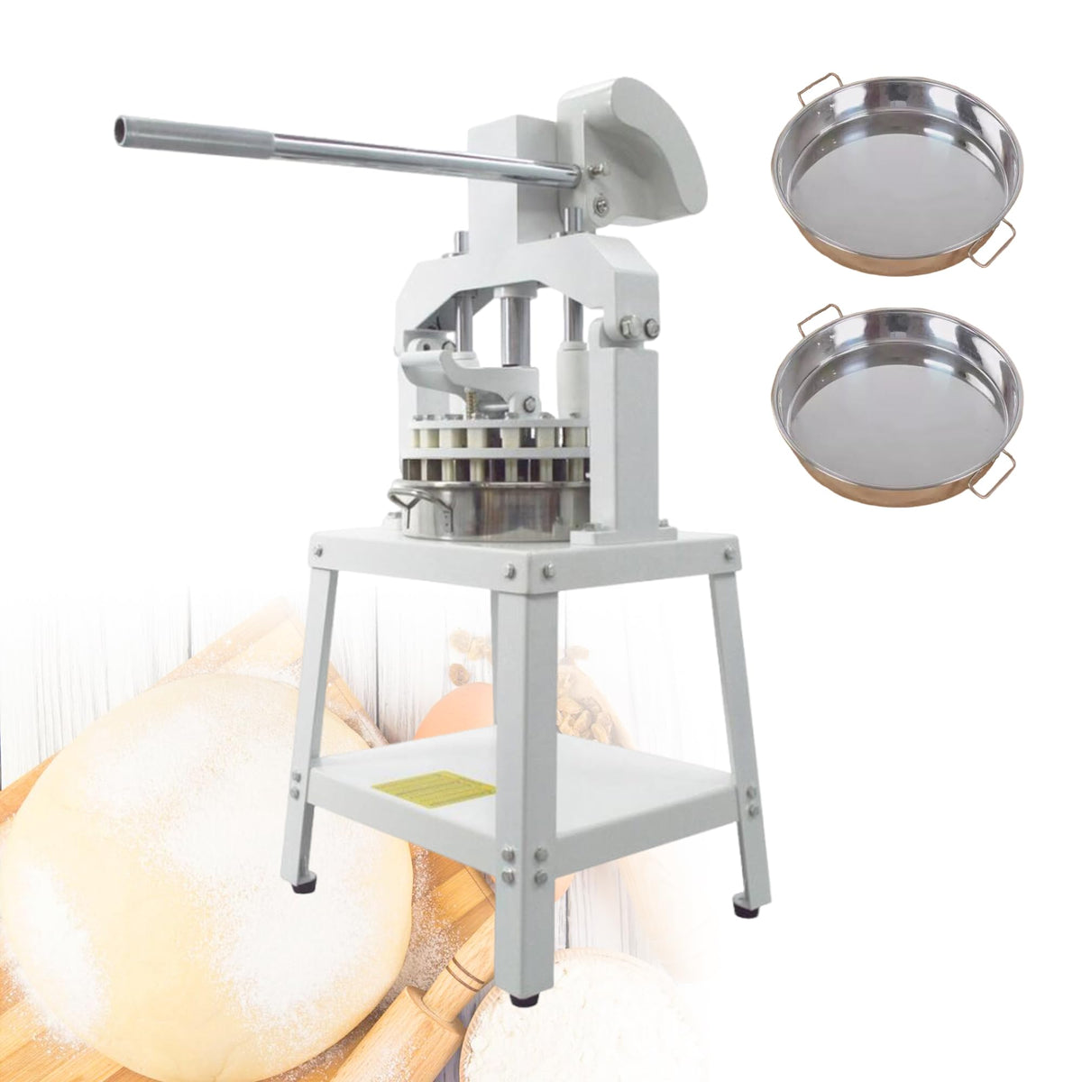 Yokoma Commercial 18PCS Dough Divider Vertical Manual 18PCS Dough Divider Manual Doughs Dividing Cutting Machine with 2 Stainless Steel Basins for Commercial Baking, 2.2-11.29oz(60-320g) Weight Range