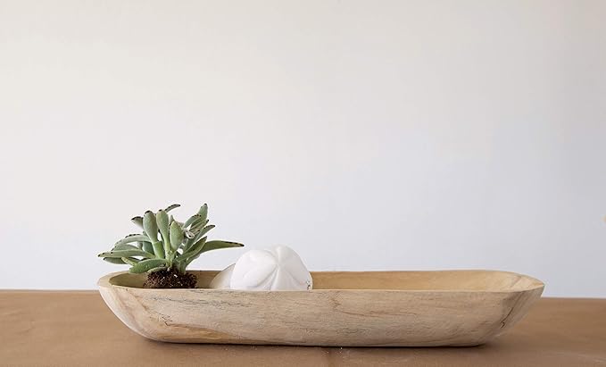 Creative Co-Op Paulownia Wood Oval Bowl | Brown | 22.75" L x 6" W x 3.25" H | (Pack of 4)