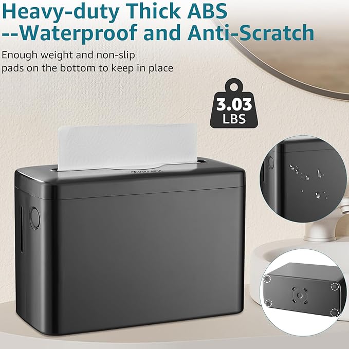 Multifold Paper Towel Dispenser Countertop, Heavy Duty Wide-Design, 300-Sheet Large Capacity Black Paper Towel Holder, Compatible with Tork, AmazonCommercial, Kleenex, Scott, Pacific Multifold Towels