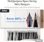 HOUSE DAY Skirt Hangers Space Saving 2 Pack, Double Row 4-Tier Non-Slip Hangers with Clips for Skirts, Shorts, and Pants - Lotus Wood Clip Hanger for Women - Closet Organizers and Storage (Black)