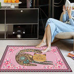 Cartoon Animal Pattern Area Rug Cute Cat Luxury Floral Decor for Carpet Farmhouse Bedroom Living Room Rugs Bathroom Kitchen Runner Mat Indoor Outdoor Non Slip Doormat 4' X 5'