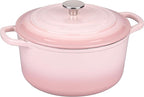 VORRINGARD Enameled Cast Iron Dutch Oven Pot with Lid, for Sourdough Bread Baking, Round Dutch Ovens, 4.5 Quart, Pink