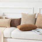 Kevin Textile 14x22 Inch Pillow Cover 1 Pack Boho Decorative Soft Striped Corduroy Lumbar Farmhouse Solid Color Accent Rectangle Cushion Case for Living Room Couch Sofa Bed, Beige