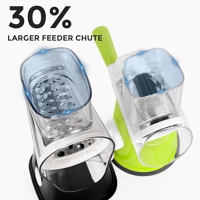 X Home 5-in-1 Rotary Cheese Grater for Kitchen, Upgraded Hand Crank Shredder with Stronger Suction Base & Multifunctional Drum Blades, for Cheese, Vegetables and Nuts, Easy to Use and Clean, Black