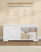 Hzuaneri 42.9" Storage Chest, Large Storage Trunk with 2 Hinges, Farmhouse Wooden Box Bench, Lift-Top Organizer Chest, Entryway Trunk for Bedroom, Living Room, White SB10903X