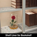 Blue and Green Floral Shelf Liners Non Adhesive and 12IN x 20FT Strong Non-Slip Shelf and Drawer Liners for Kitchen Cabinet Wire Fridge, Waterproof Shelf Drawer Liner,Easy to Clean
