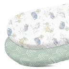 Gllquen Baby Bassinet Sheets Set 2-Pack, Breathable Cozy Bassinet Fitted Sheet Universal Fit Standard Mattress Oval Rectangle Cradle Baby Sheets for Baby Boy Girls Unisex 32"x16"(Elephant)