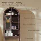 IFGET Arched Over The Toilet Storage Cabinet with Acrylic Doors, Modern Over Toilet Bathroom Organizer Shelf, Small Wooden Bathroom Storage Cabinet with Adjustable Shelf, Space Saver, Dark Walnut