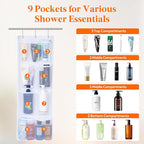 Lifewit Cruise Essentials Shower Caddy Must-Have, 9 Pockets Hanging Bathroom Organizer with Quick-Dry Mesh, Portable Shower Bag to Storage Soap, Shampoo, for RVing, Travel, Camping, White, 2 Packs