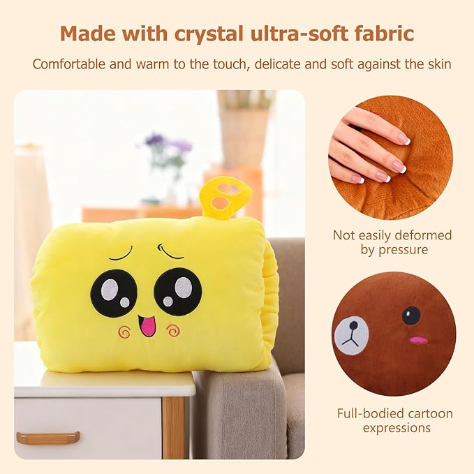 Kids Cartoon Hand Pillow,Winter Hand Warmer Rest Arm Pillow,Non-Electrical Travel Essentials,Arm Support for Napping,Soft Cotton Winter Hugging Cushion,Home Animal Doll Plush Muffs (Model 4)