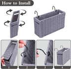 Cotton Rope Woven Bedside Caddy for Dorm Bed, Foldable Bedside Shelf Bunk Bed Accessories, College Dorm Room Essentials Hanging Organizers Storage Basket, Room Decor Magazine File Holder (Gray)