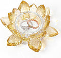 Crystal Flower Jewelry Tray, Luxury Transparent Decorative Trinket Dish for Rings, Earrings, Necklaces, Keys for Vanity Dresser Nightstand, Elegant Gift for Women Mother's Day (1, 4.4"(w) - Gold)