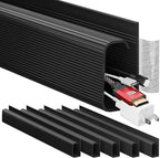EVEO Cable Management Under Desk Kit (6 Units) - Under Desk Cable Management Cord Hider, Cable Hider Cord Management, Cable Organizer, Cable Raceway | Self-Adhesive 96'' J Channel 6X16 - Black