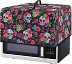 Microwave Oven Cover, Halloween Skull Heat-Resistant Polyester Machine Protector Decorative Kitchen Appliance Covers Waterproof Microwave Oven Cover for Most Countertop Microwaves