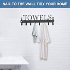 Azmoncy Over The Door Hooks, Towel Rack for Bathroom Towel Holder for Hanging Heavy Duty, Wall Mount Towel Hanger with 8 Hooks for Bedroom Bathroom Pool Kitchen Towels, Bag, Coats, Black