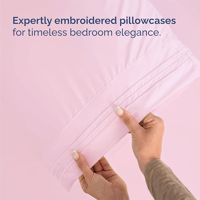 Split King Size 5 Piece Sheet Set - Comfy Breathable & Cooling Bed Sheets Set - Hotel Luxury Bedding for Women, Men, Kids, Teens, Boys & Girls - Deep Pockets and Wrinkle Free - Oeko-Tex - Light Pink