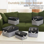 Storage Baskets for Shelves 11.8x7.9x5.2 Inch, Foldable Fabric Storage Bins with Handles, Small Storage Baskets for Organizing Closet, Office, Home Organization (1-Pack, Black&Gray)